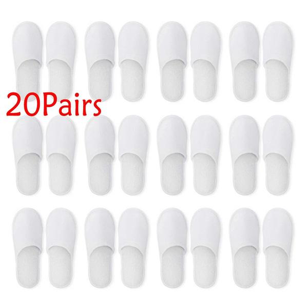 20-Pairs: Spa Hotel Guest Soft Slippers Closed Toe Disposable Travel Slipper